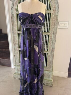 BCBGMaxAzria Strapless Purple and Black Maxi Dress